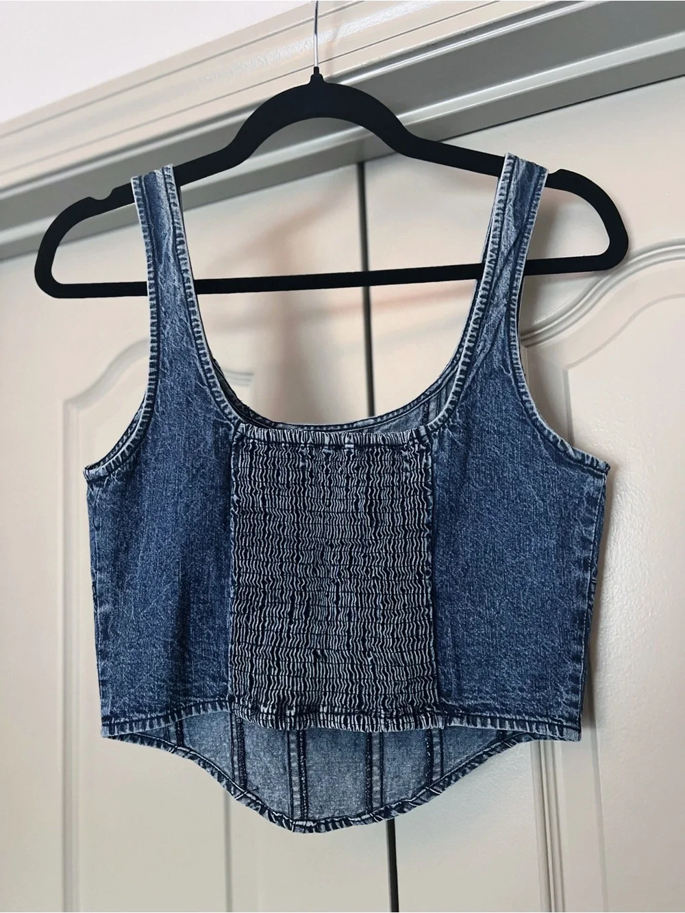 Coquette Denim Milkmaid Corset Top Blue Acid Wash Cottagecore Bustier - Picture 3 of 5